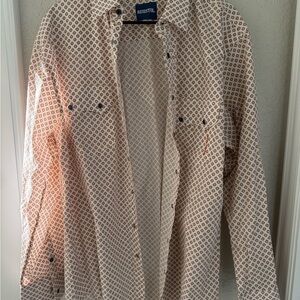 Resistol Men's Patterned Casual Shirt - Orange and Navy